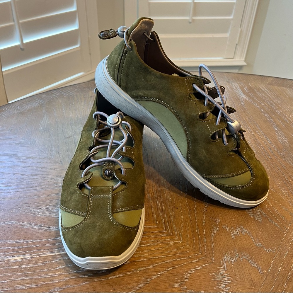 Pandere Saturday Shoes Olive Green Leather Adjustable for Edema W9/ M7 E-EEE